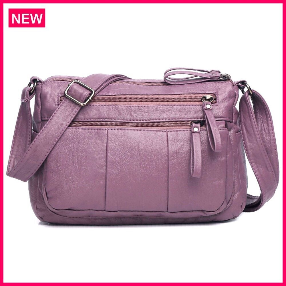 Soft PU Leather Crossbody Bag with Multiple Pockets Lightweight Shoulder Purse